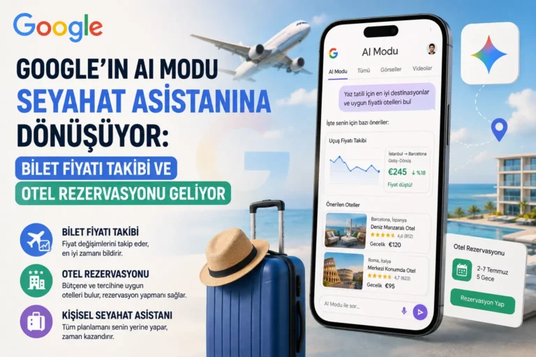 Google’ın AI Modu Seyahat Asistanına Dönüşüyor: Bilet Fiyatı Takibi ve Otel Rezervasyonu Geliyor