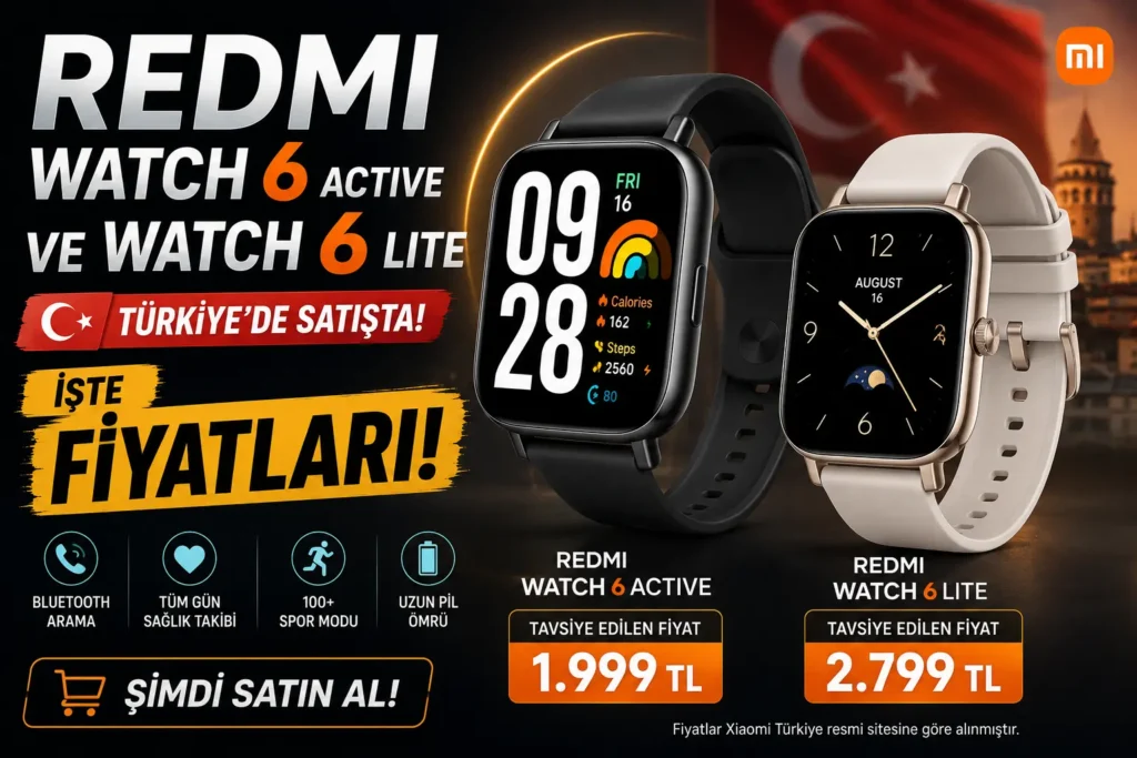 Redmi Watch 6 Active ve Watch 6 Lite Türkiye’de Satışta: İşte Fiyatları