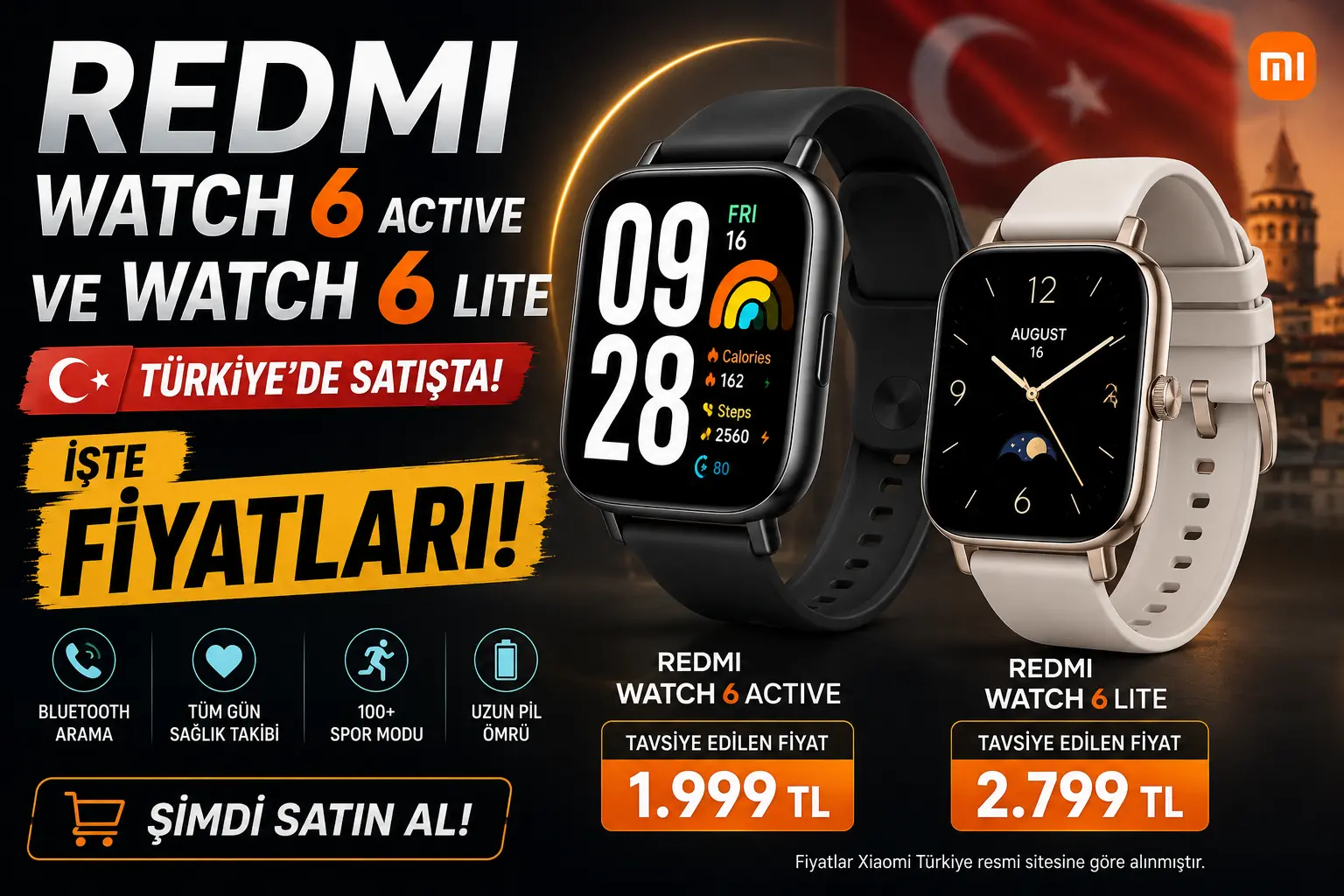 Redmi Watch 6 Active ve Watch 6 Lite Türkiye’de Satışta: İşte Fiyatları